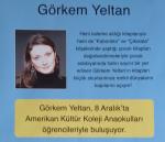 Görkem YELTAN, 8 Aralık'ta Amerikan Kültür Koleji Anaokulları öğrencileriyle buluşuyor.