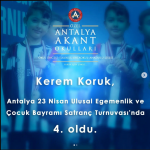 Okulumuzdan Kerem Konuk Satranç Turnuvasında 4. oldu